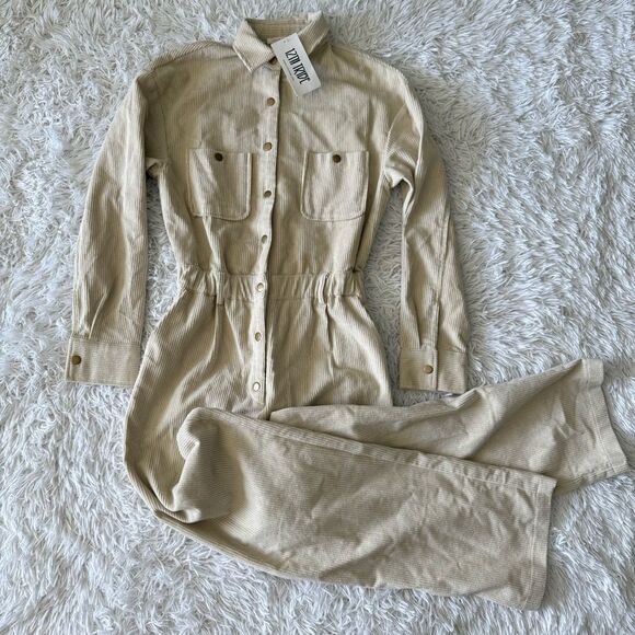 NWT 12th Tribe Bowie Utility Jumpsuit in Cream Off-White Corduroy Size S - Picture 8 of 10